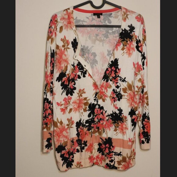 Talbots 2-piece, vest and long sleeved sweater, striped vest and pink black, L - Picture 2 of 6